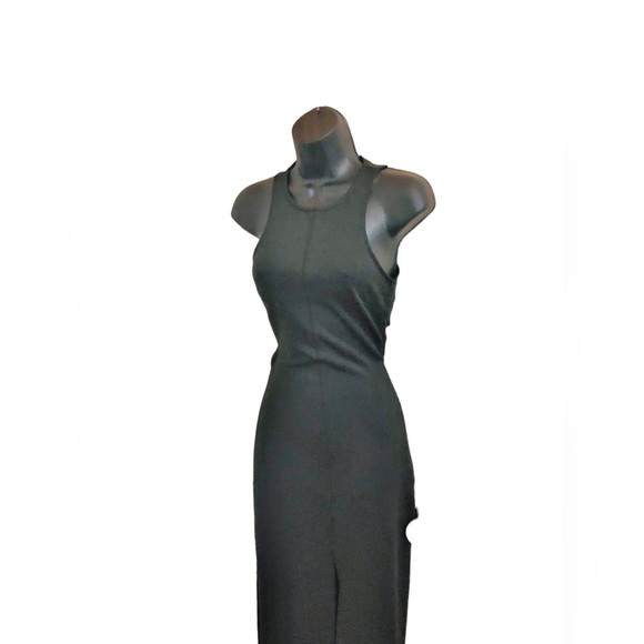 Zara black scuba fit twisted back cutout front slit sleeveless dress size XS new - Picture 12 of 16